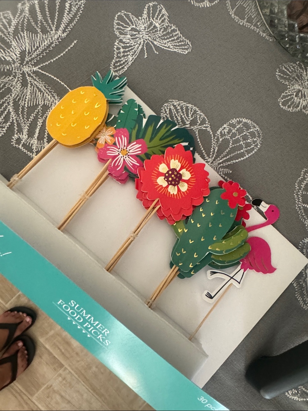 Summer Food Picks Kids Party Picks - Tropical Pink, Yellow & Green